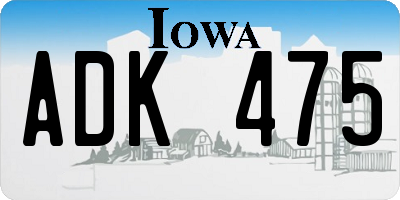 IA license plate ADK475