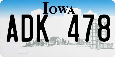 IA license plate ADK478