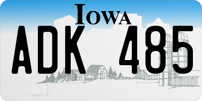 IA license plate ADK485