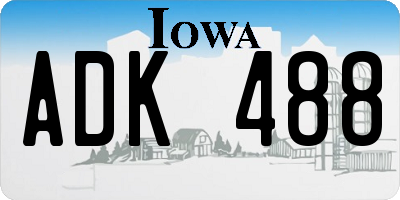 IA license plate ADK488
