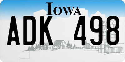 IA license plate ADK498