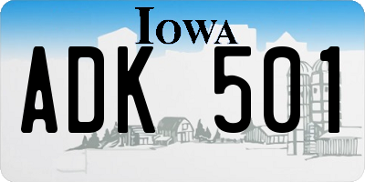 IA license plate ADK501