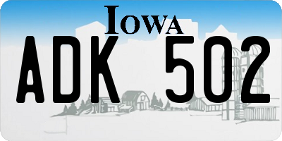 IA license plate ADK502