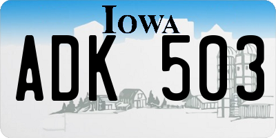 IA license plate ADK503