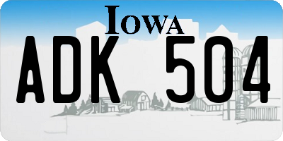 IA license plate ADK504