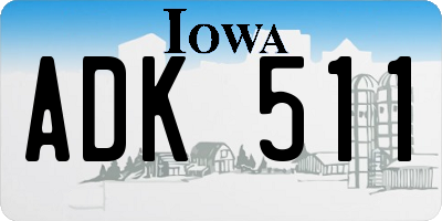 IA license plate ADK511