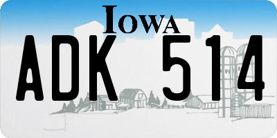 IA license plate ADK514