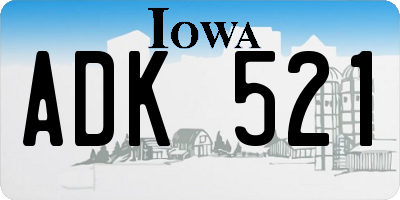 IA license plate ADK521