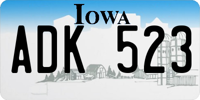 IA license plate ADK523
