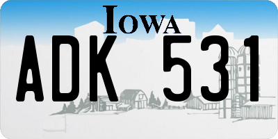 IA license plate ADK531