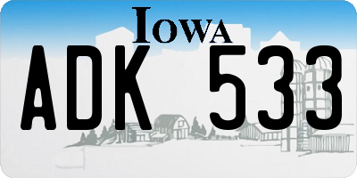 IA license plate ADK533