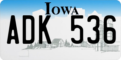 IA license plate ADK536