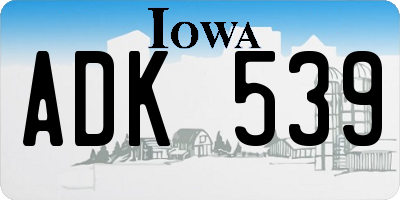 IA license plate ADK539