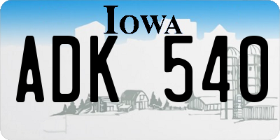 IA license plate ADK540