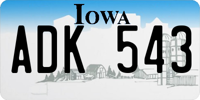 IA license plate ADK543