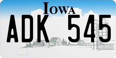 IA license plate ADK545