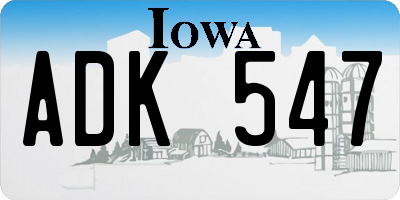 IA license plate ADK547