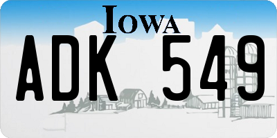 IA license plate ADK549