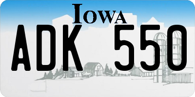 IA license plate ADK550