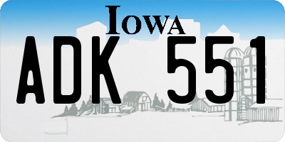 IA license plate ADK551