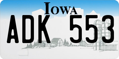 IA license plate ADK553