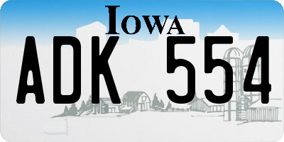 IA license plate ADK554