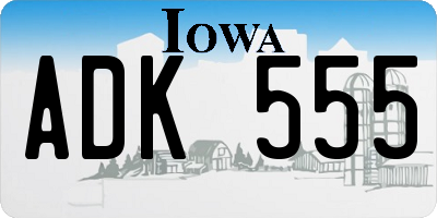 IA license plate ADK555