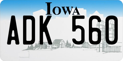 IA license plate ADK560