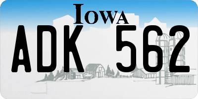IA license plate ADK562