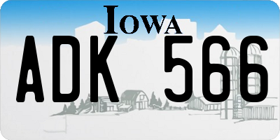 IA license plate ADK566