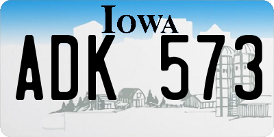 IA license plate ADK573