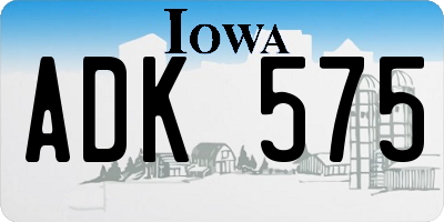 IA license plate ADK575