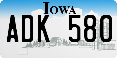 IA license plate ADK580