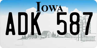 IA license plate ADK587