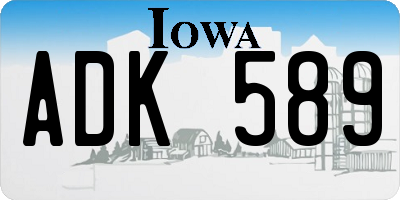 IA license plate ADK589