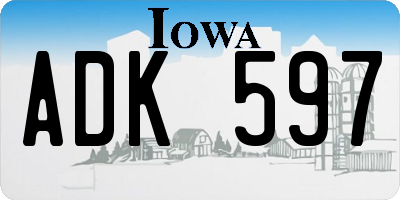 IA license plate ADK597