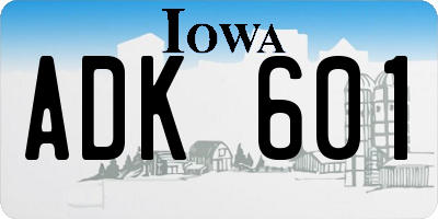 IA license plate ADK601