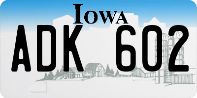 IA license plate ADK602