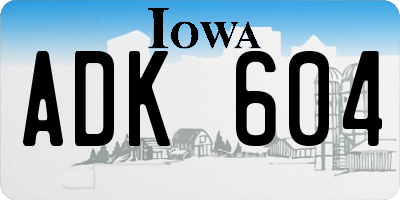 IA license plate ADK604