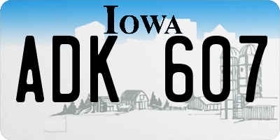 IA license plate ADK607