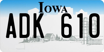 IA license plate ADK610