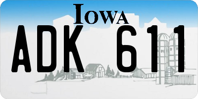 IA license plate ADK611