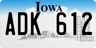 IA license plate ADK612