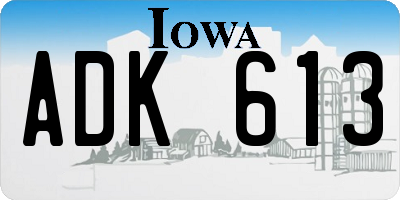 IA license plate ADK613