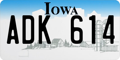 IA license plate ADK614