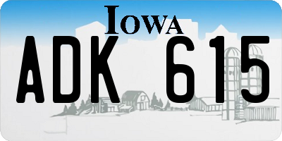 IA license plate ADK615