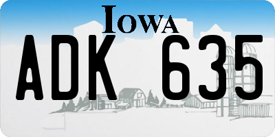IA license plate ADK635