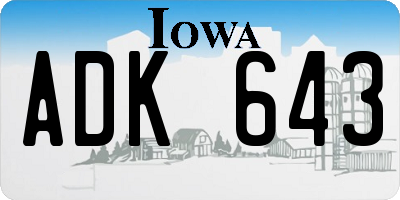 IA license plate ADK643