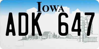IA license plate ADK647