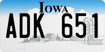 IA license plate ADK651